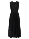 Theory Combo Satin Pleated Dress In Black