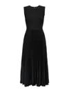 Theory 'midi Pleated Crew Neck Sleeveless Dress' In Black