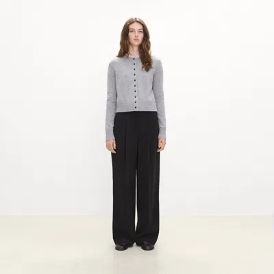 Theory Crewneck Button-up Cardigan In Cashmere In Gray
