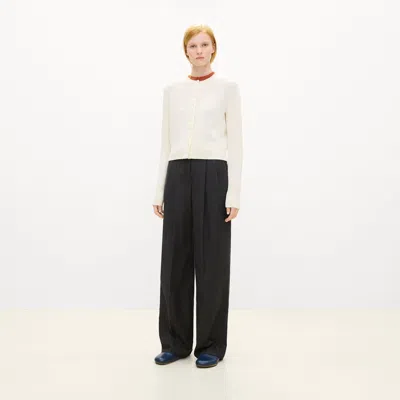 Theory Crewneck Button-up Cardigan In Cashmere In Black