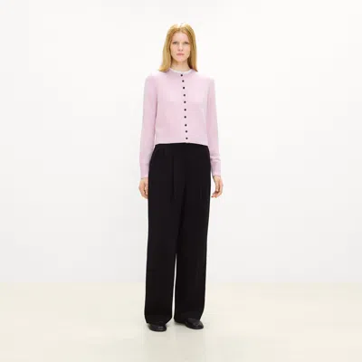 Theory Crewneck Button-up Cardigan In Cashmere In Pink