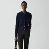Theory Crewneck Cardigan In Cashmere In Blue