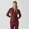 Theory Crewneck Cardigan In Cashmere In Burgundy