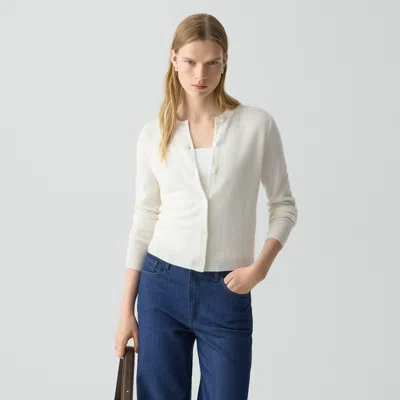 Theory Crewneck Cardigan In Cashmere In White