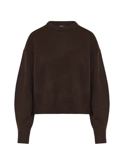 Theory Crew-neck Cashmere Sweater In Brown