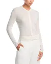 Theory Crewneck Crop Rib Cardigan In White