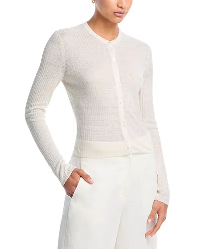 Theory Crewneck Crop Rib Cardigan In White