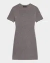 Theory Crewneck Felted Wool-cashmere Mini Sweater Dress In Asml