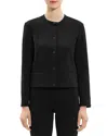 Theory Cropped Tab-hem Scuba Jacket In Black