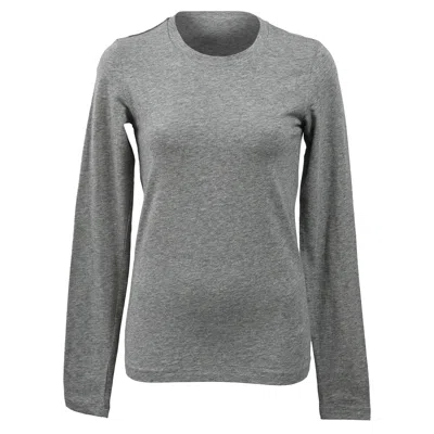 Theory Crewneck Long Sleeve Top In Grey Cotton