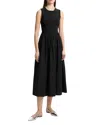 Theory Stretch-knit And Cotton-blend Poplin Midi Dress In Black
