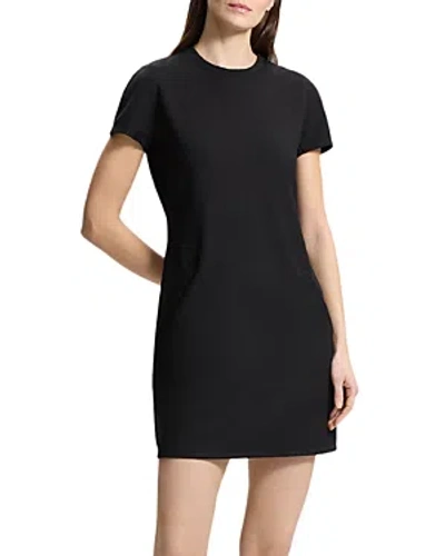 Theory Dolman-sleeve Tweed Canvas Mini Dress In Black