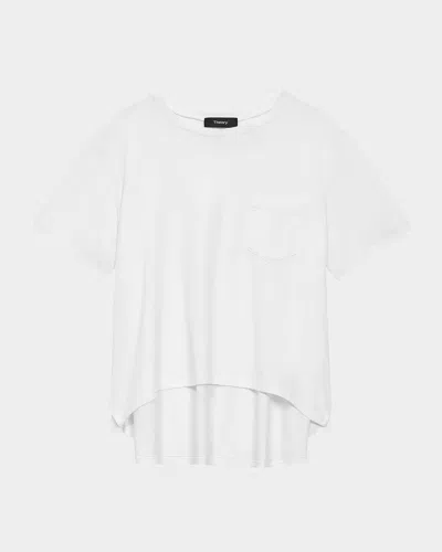 Theory Crewneck Pocket Tee In White