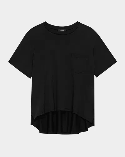Theory Crewneck Pocket Tee In Black