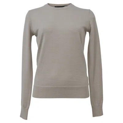 Theory Crewneck Regal Sweater In Ecru Wool In White