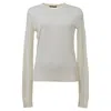 Theory Crewneck Knitted Sweater In Feather Cashmere In White