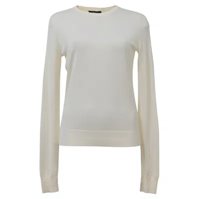 THEORY CREWNECK REGAL SWEATER IN IVORY WOOL