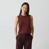 Theory Crewneck Shell Top In Cashmere In Burgundy