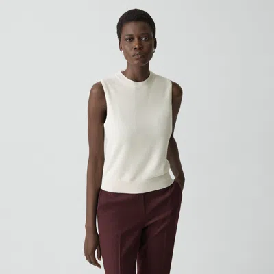 Theory Crewneck Shell Top In Cashmere In White