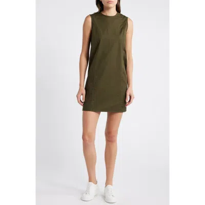 THEORY THEORY CREWNECK SLEEVELESS STRETCH COTTON MINIDRESS
