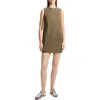 Theory Crewneck Sleeveless Stretch Cotton Minidress In Dark Olive
