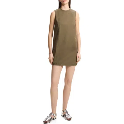 Theory Crewneck Sleeveless Stretch Cotton Minidress In Green