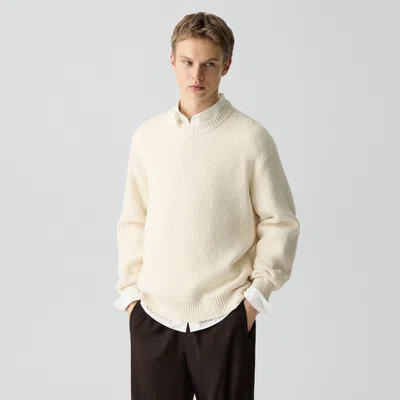 Theory Crewneck Sweater In Cotton Silk Slub In White
