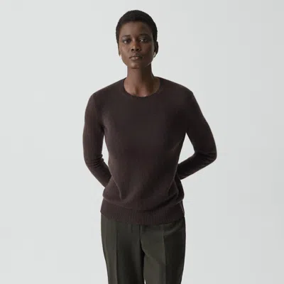 Theory Crewneck Sweater In Feather Cashmere In Brown