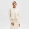 Theory Crewneck Sweater In Felted Wool-cashmere In Ivory
