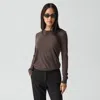 Theory Crewneck Sweater In Regal Wool In Brown