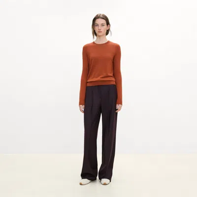 Theory Crewneck Sweater In Regal Wool In Brown