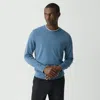 Theory Crewneck Sweater In Regal Wool In Dark Rainstorm