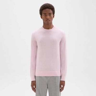 Theory Crewneck Sweater In Regal Wool In Pale Pink