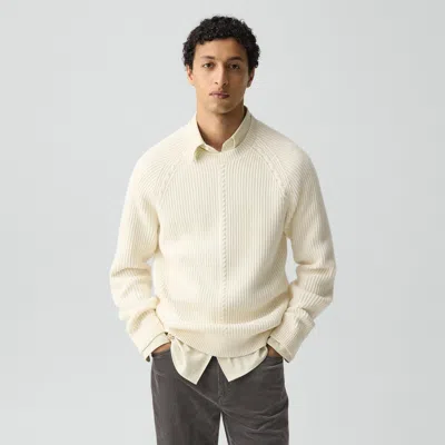 Theory Crewneck Sweater In Wool-cashmere In White