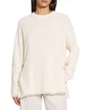 Theory Relaxed Boucle Crewneck Sweater In Ivory