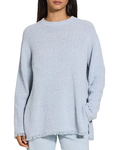 Theory Relaxed Boucle Crewneck Sweater In Pearl Blue