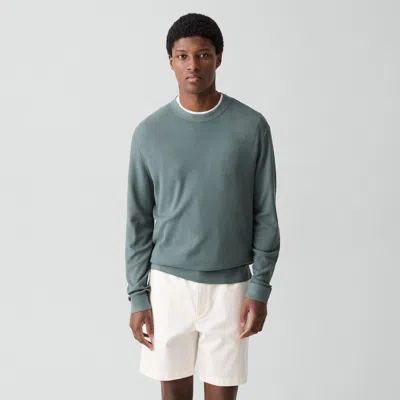 Theory Crewneck Sweatshirt In Silk-cotton In Green