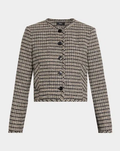 THEORY CREWNECK WOVEN CARDIGAN