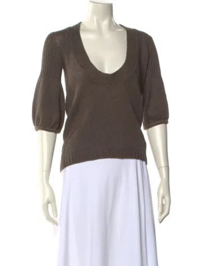 Pre-owned Theory Crochet Scoop Neck Sweater In Neutral
