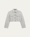 Theory Crop Boucle Trucker Jacket In Mlnge Gry