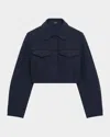 Theory Wool Cropped Jacket In Mlnge Gry