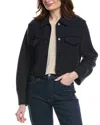 Theory Crop Boucle Wool Jacket In Blue