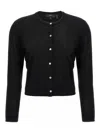 Theory Cropped Fitted Cardigan With Central Button Closure In Black