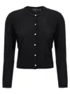 Theory Cropped Fitted Cardigan With Central Button Closure In Black