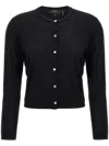 Theory Cropped Fitted Cardigan With Central Button Closure In Black