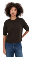 Theory Crop Cashmere Tee Cacao In Animal Print