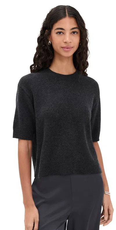Theory Crop Cashmere Tee Dark Charcoal In Black
