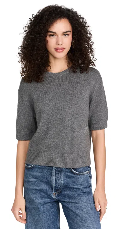 Theory Crop Cashmere Tee Light Charcoal