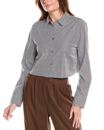 Theory Crop Classic Shirt In Grey