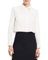 Theory Cropped Classic Button Down Shirt In White